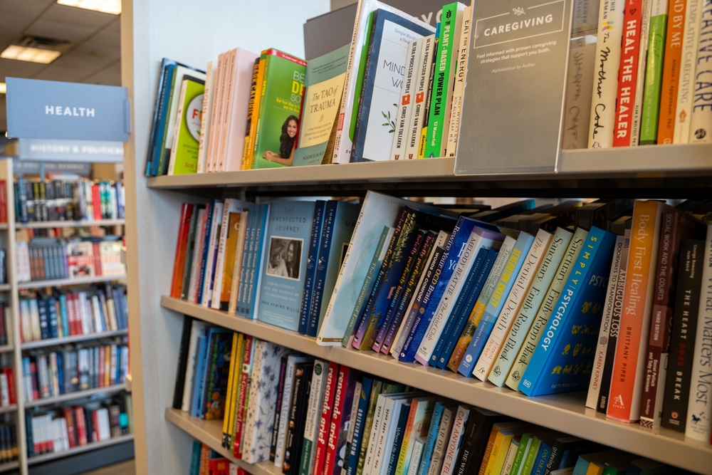 Health section books in a library