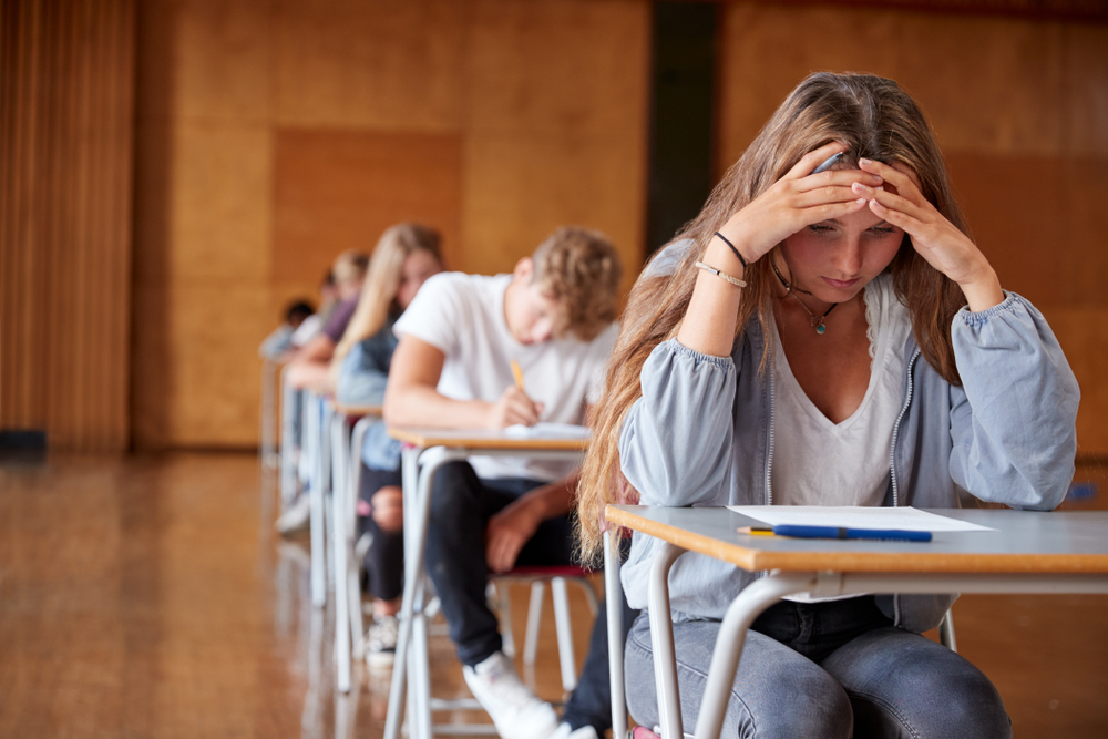 Anxious teenage students